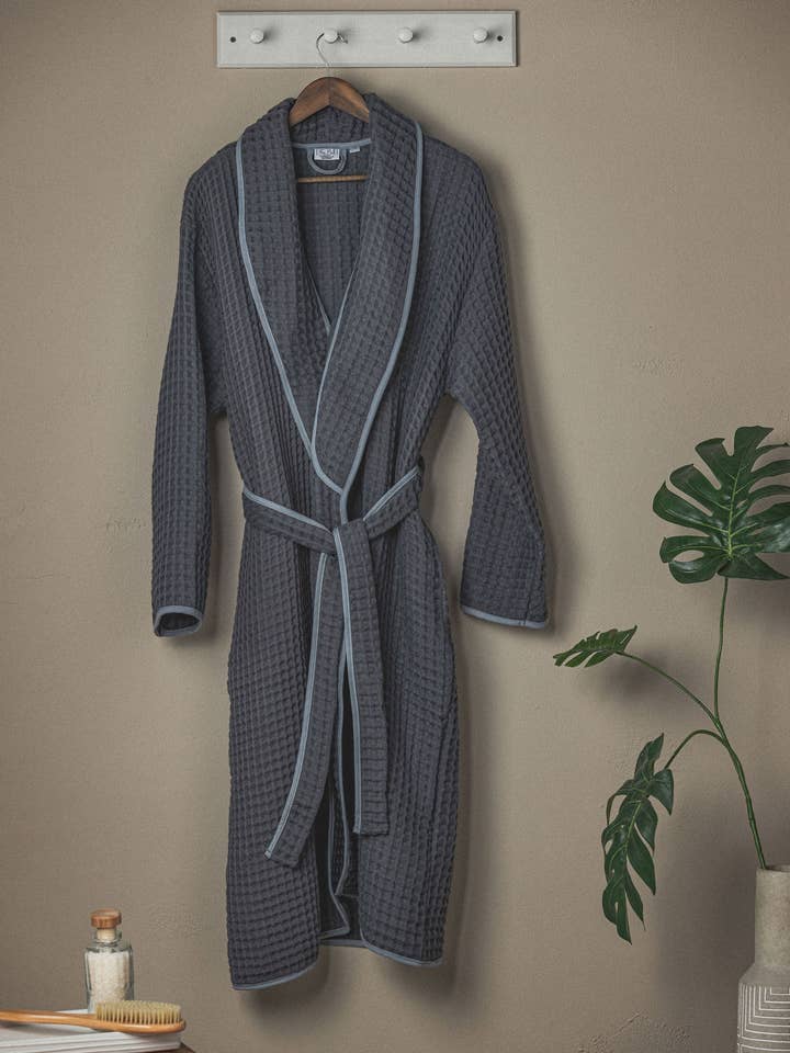 Waffle Weave Bath Robe - Grey for wholesale by The Bali Market