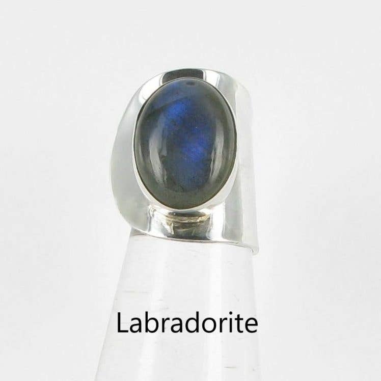 Siren Silver Ltd - Wholesale Cocktail/Statement Ring - Silver Cuff Ring with Oval Stone0