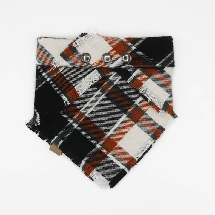 The Luminous Pets - Wholesale Pet Bandana - Dog - Rustic Autumn Plaid Bandana | Cat & Dog Bandana | Snap-On