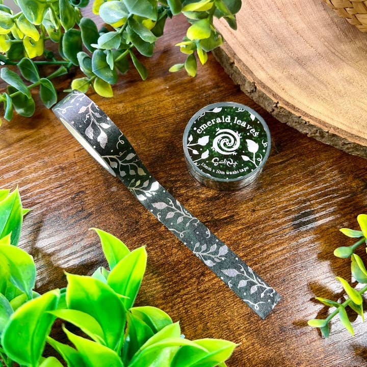 Emerald Leaves Foil Washi Tape for wholesale by SwirliNyx