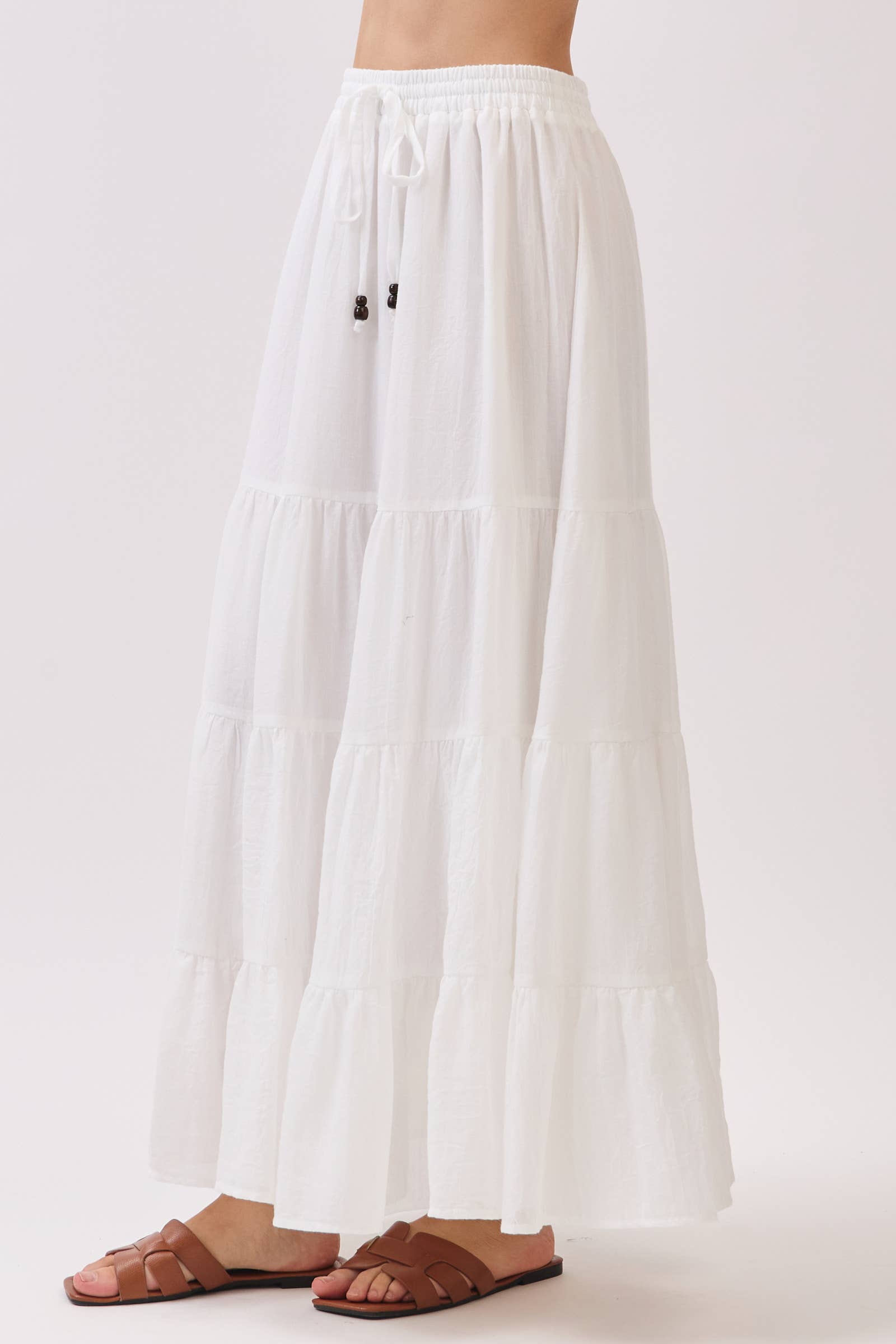 Final Touch - Wholesale Skirt - Women's - Tiered Coconut Tie Detail Maxi Skirt - VS30094