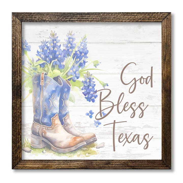 TIMBERLAND FRAME BLUEBONNET GOD BLESS TEXAS for wholesale by Jarmz Designs