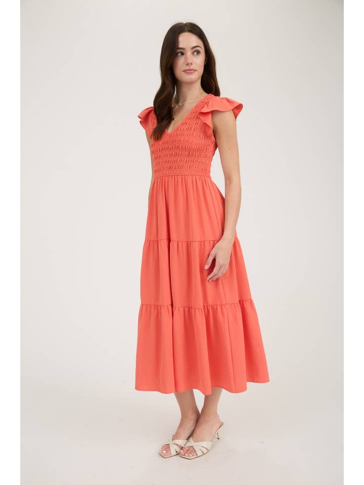 MINE - Wholesale Dress - Women's - FLUTTER SLEEVE MAXI DRESS43