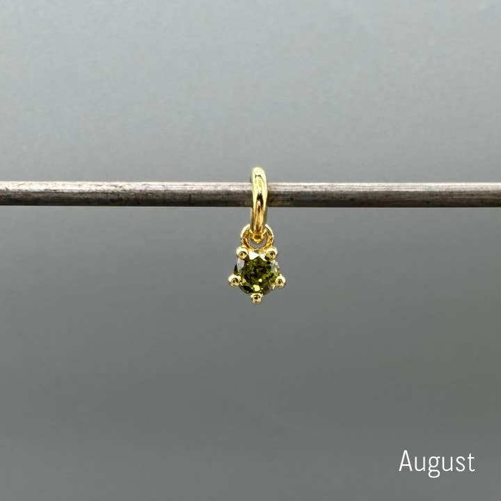 Something Silver - Vente Breloques/médailles personnalisées - Charms Mini Ronds en Or avec Pierre de Naissance7