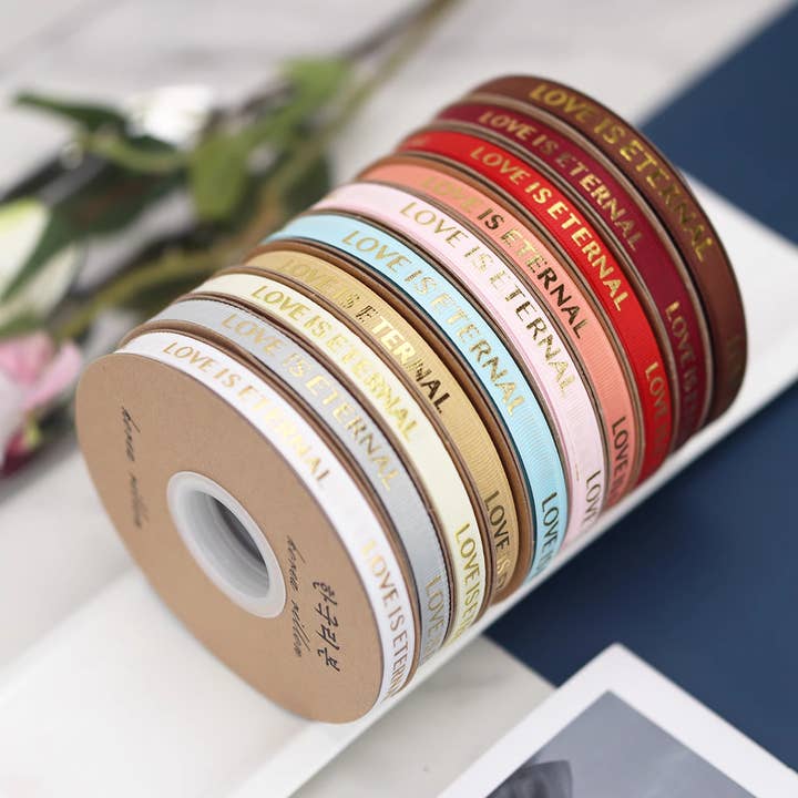 Casa Style - Wholesale Ribbon – Gift wrapping - Grosgrain Ribbon with Letter Bronzing (1cm x 100 yard)9