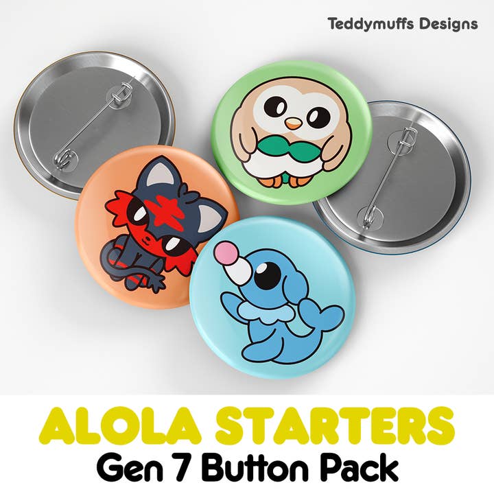 Alola Button Pack | Pokemon | Pokémon for wholesale by Teddymuffs Designs