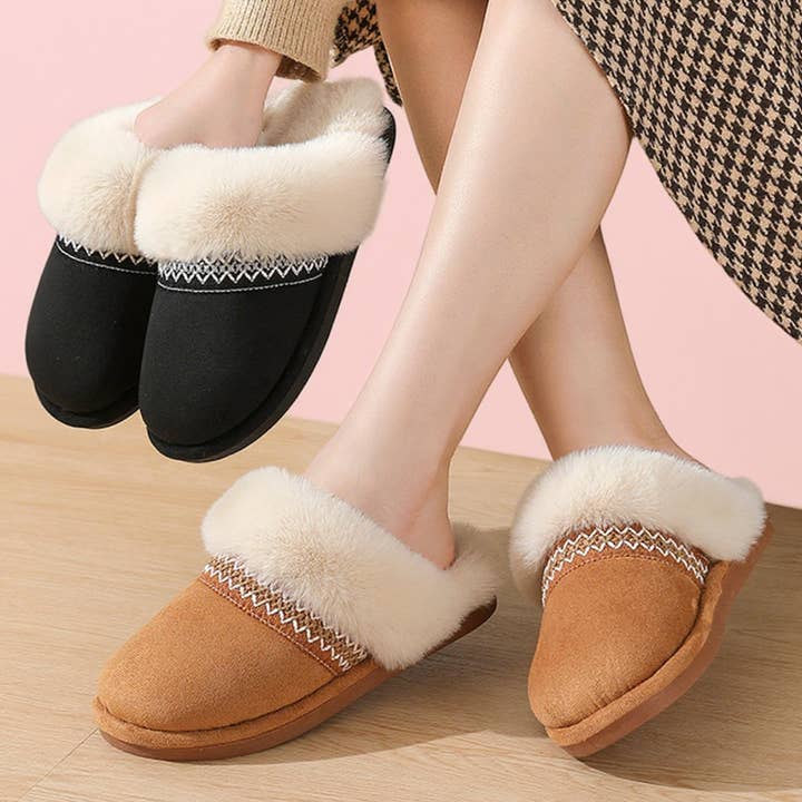 FUR-LINED LACE-UP HOME SLIPPERS_CWSHS00228 for wholesale by DOUBLJU