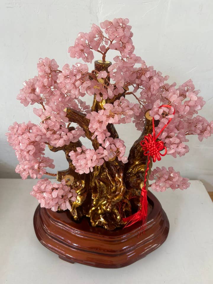 Rose Quartz Feng Shui Gemstone Tree for wholesale by jiomind