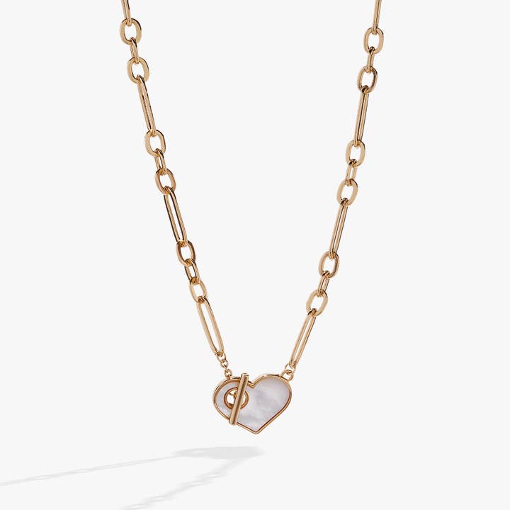 Heart Mother of Pearl Toggle Necklace for wholesale by Alex and Ani