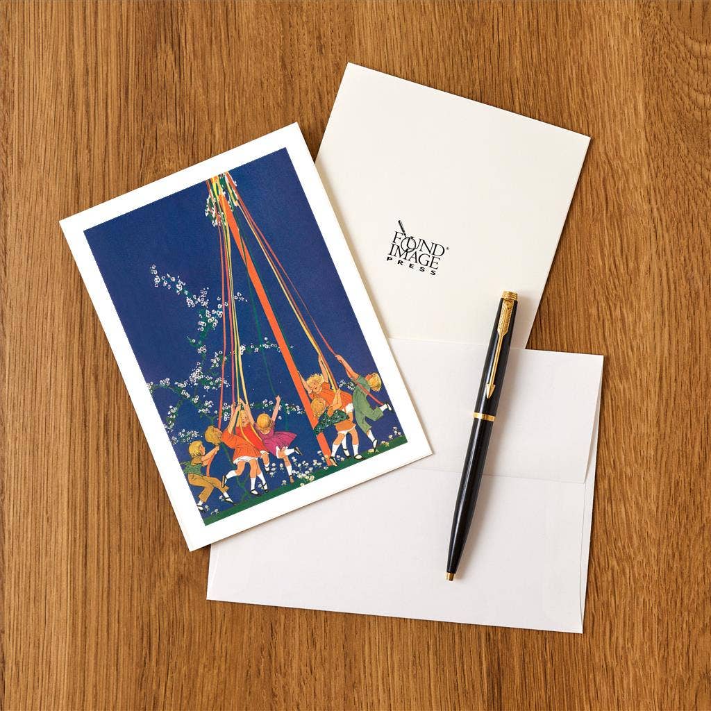 Found Image Press - Wholesale Stationery/Notecard Set - Greeting Card KF-603 Children Around May Pole1