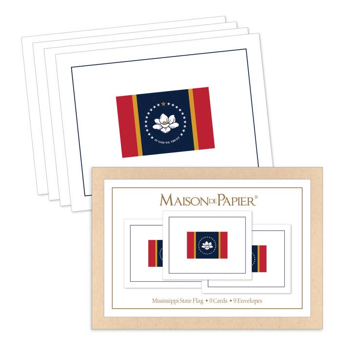 Cartes de correspondance avec drapeau du Mississippi en boîte pour la vente par Shade Tree Greetings