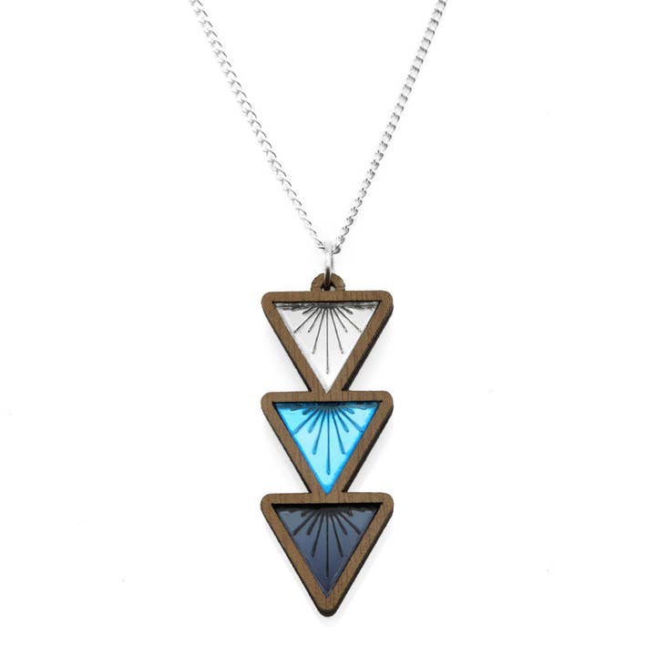 Sunburst Triple Drop Triangle Necklace for wholesale by Esoteric London