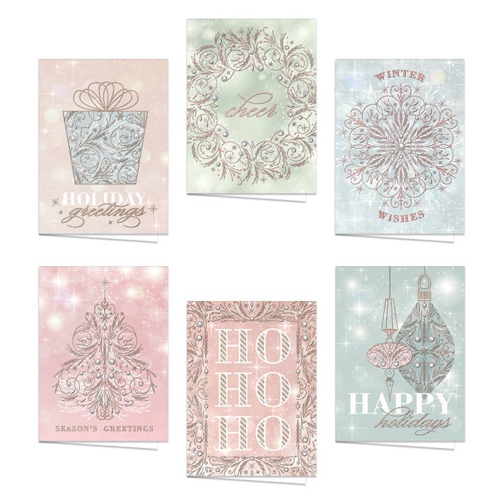 Pastel Glam Holiday Card Pack / 24 Card Sets for wholesale by Gotcha Covered