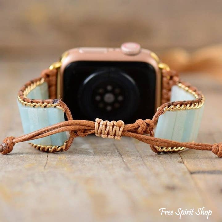 Free Spirit Shop - Wholesale Watch Band/Strap - Women's - Amazonite Apple Watch Band, Beaded Boho Watch Strap1