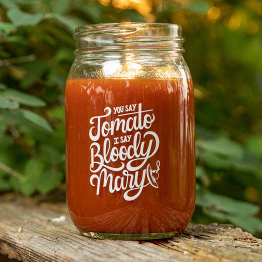 Bloody Mary Mason Jar-glas. 16 oz. Met de hand geïllustreerd. voor wholesale door Up North Boutique