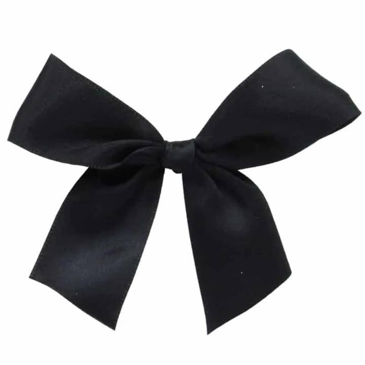 Black satin bow tie with adhesive for wholesale by kadopapier.net