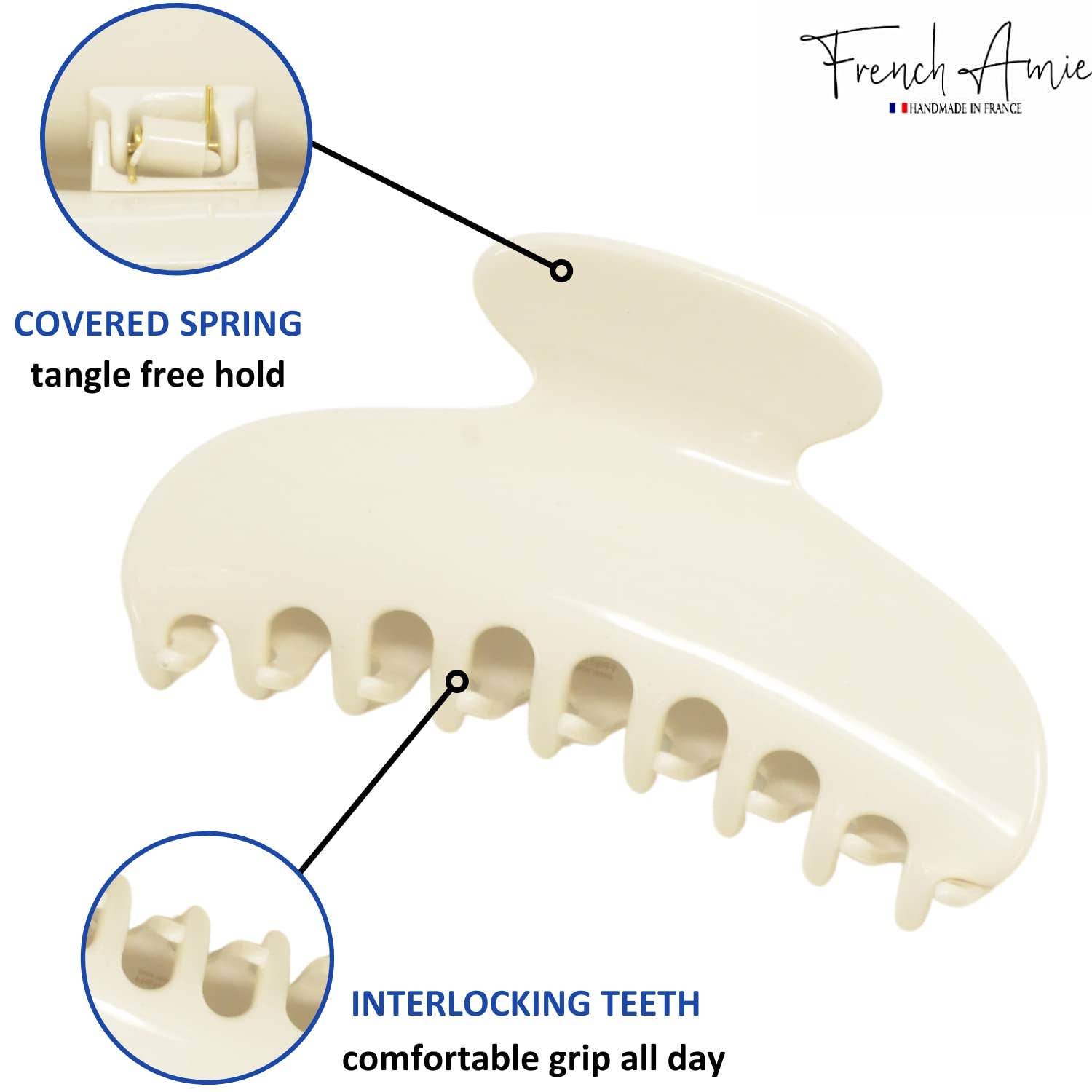 Parcelona - Wholesale Hair Clip - Women's - French Amie Thin Oval Large 4 1/4” Handmade Celluloid Jaw Hair Claw for Women45