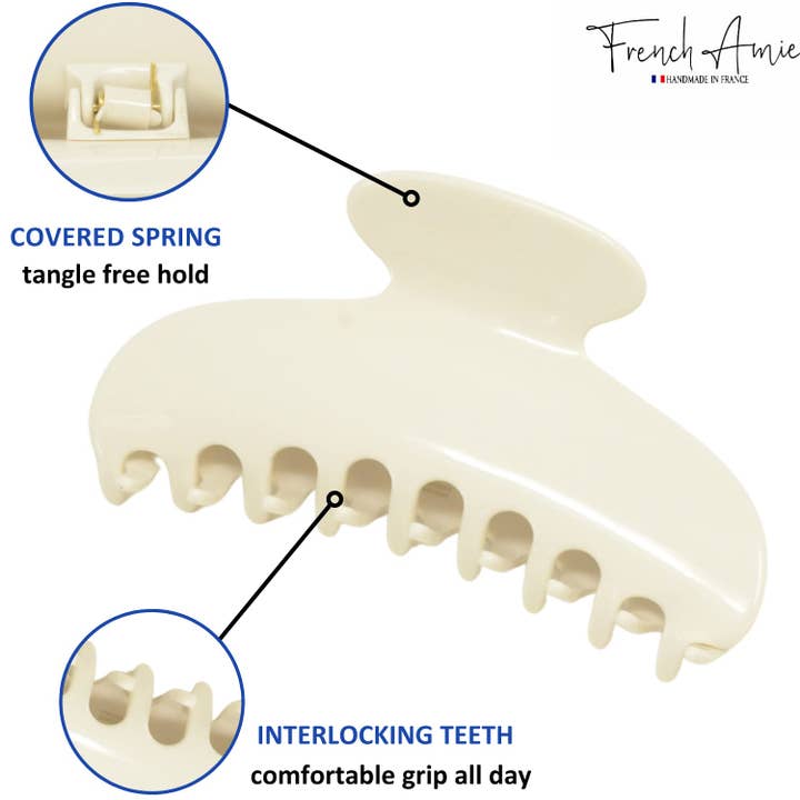 Parcelona - Wholesale Hair Clip - Women's - French Amie Thin Oval Large 4 1/4” Handmade Celluloid Jaw Hair Claw for Women45