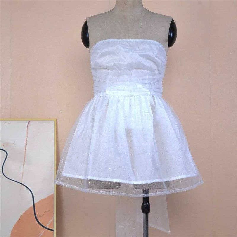 Sheer Trend - Wholesale Dress - Women's - Backless Puffy Short Dress With Off Shoulder Design9