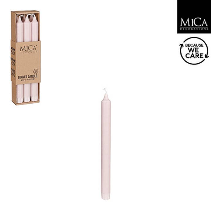 Set of 6 Stearin Taper Candles Pink for wholesale by BIDKhome