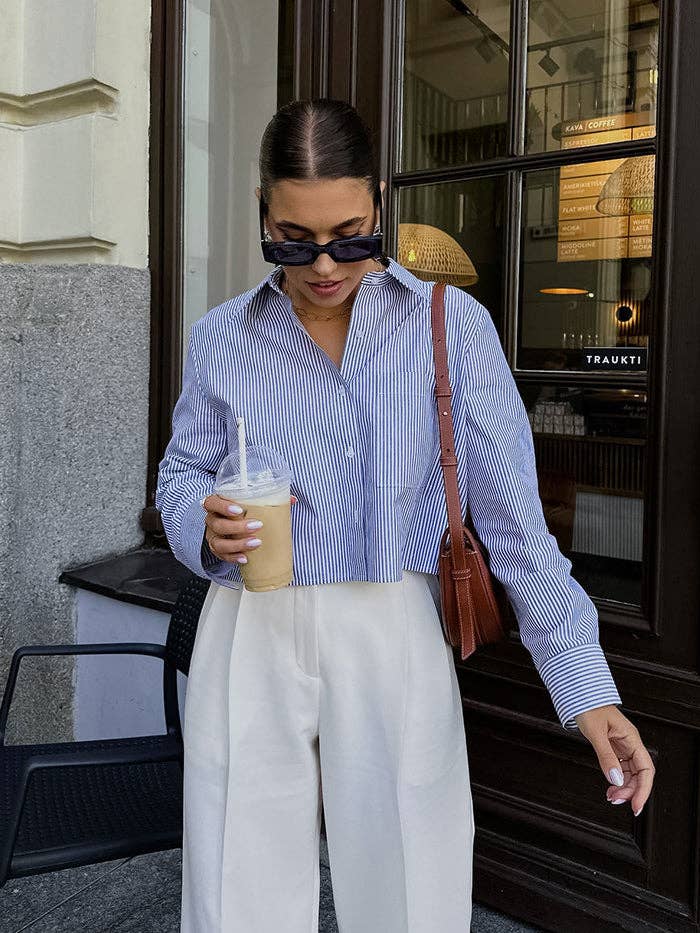 Gestreept shirt met lange mouwen voor dames SKT270 voor wholesale door Sweetkama