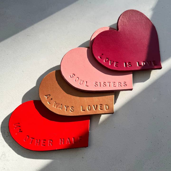 Leather Love Friendship Heart Coaster for wholesale by Parkin & Lewis