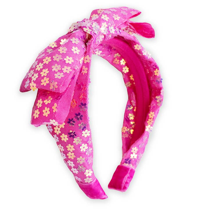 Big Bow Headband - Double Layer Sequin for wholesale by Frog Sac