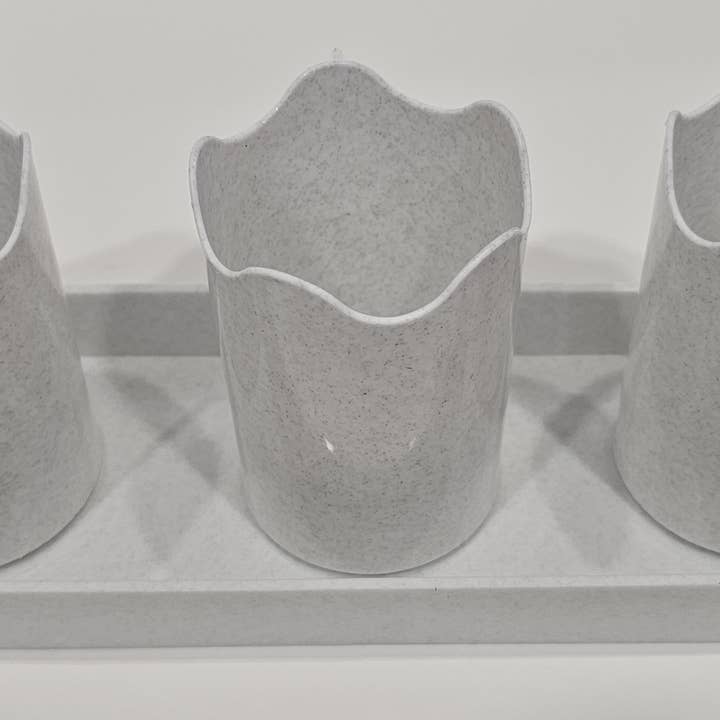 Austin Planter - Wholesale Plant Pot - Wavy 2-inch APW Flower 3-Pots with 1-Rectangle Saucer12