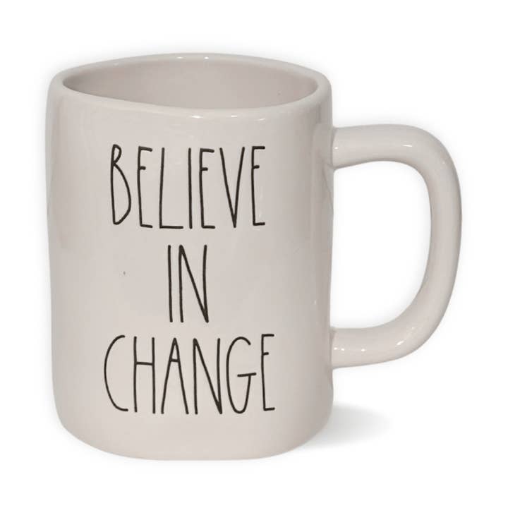 Rae Dunn Mug - Believe In Change | Inspirational Coffee Mug, Farmhouse Style for wholesale by Nevsher Lior