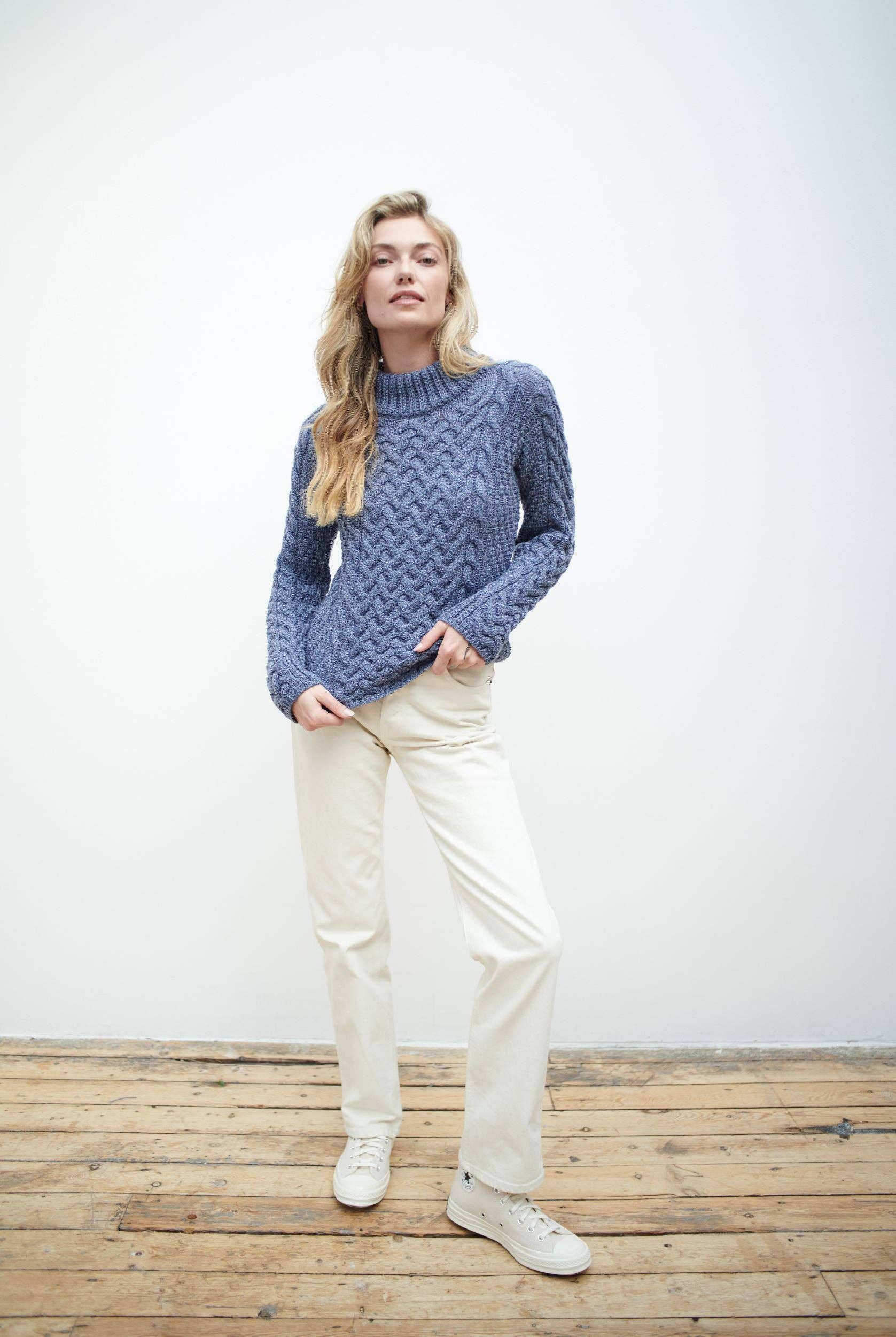 Aran Woollen Mills – Pulôver - Mulher por atacado – Camisola Knightstown Senhora Aran Crew - Ganga3