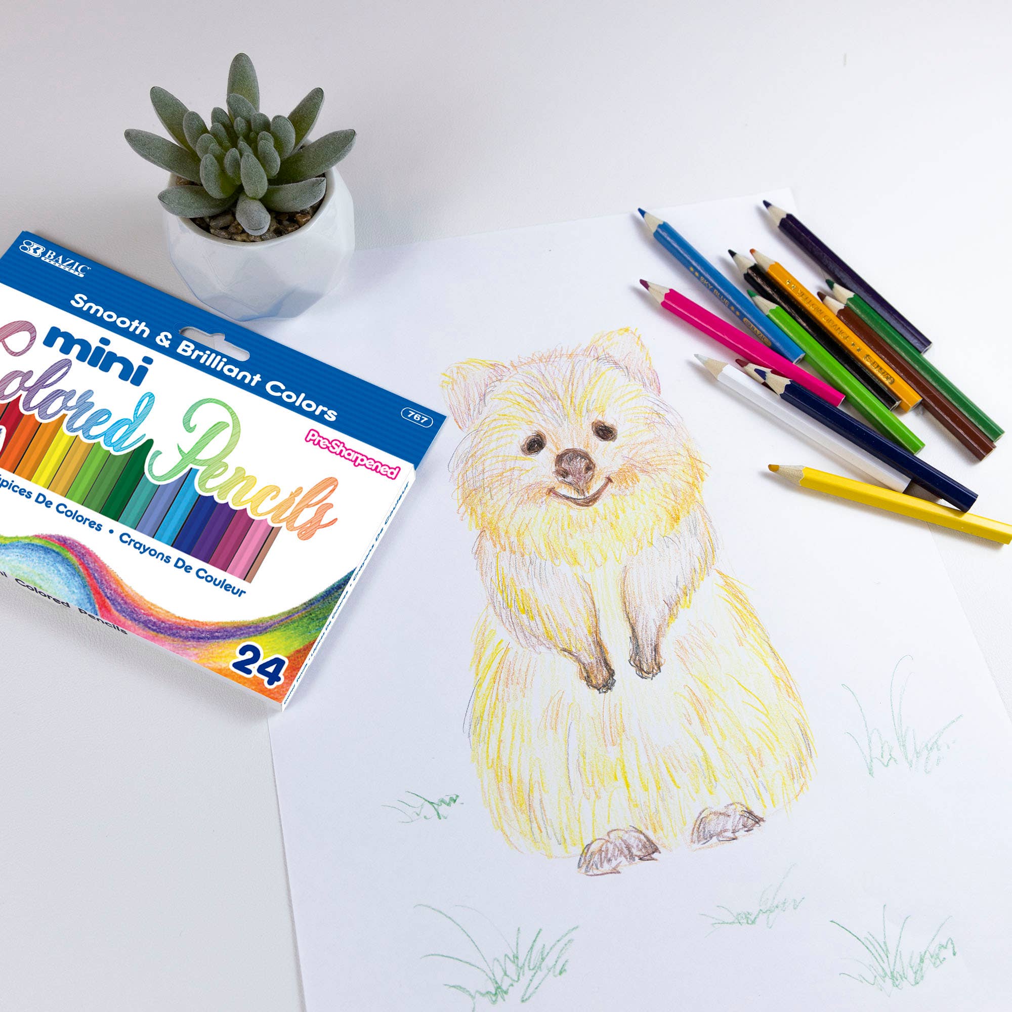 BAZIC Products - Wholesale Colored Pencil - 24 Mini Colored Pencils3
