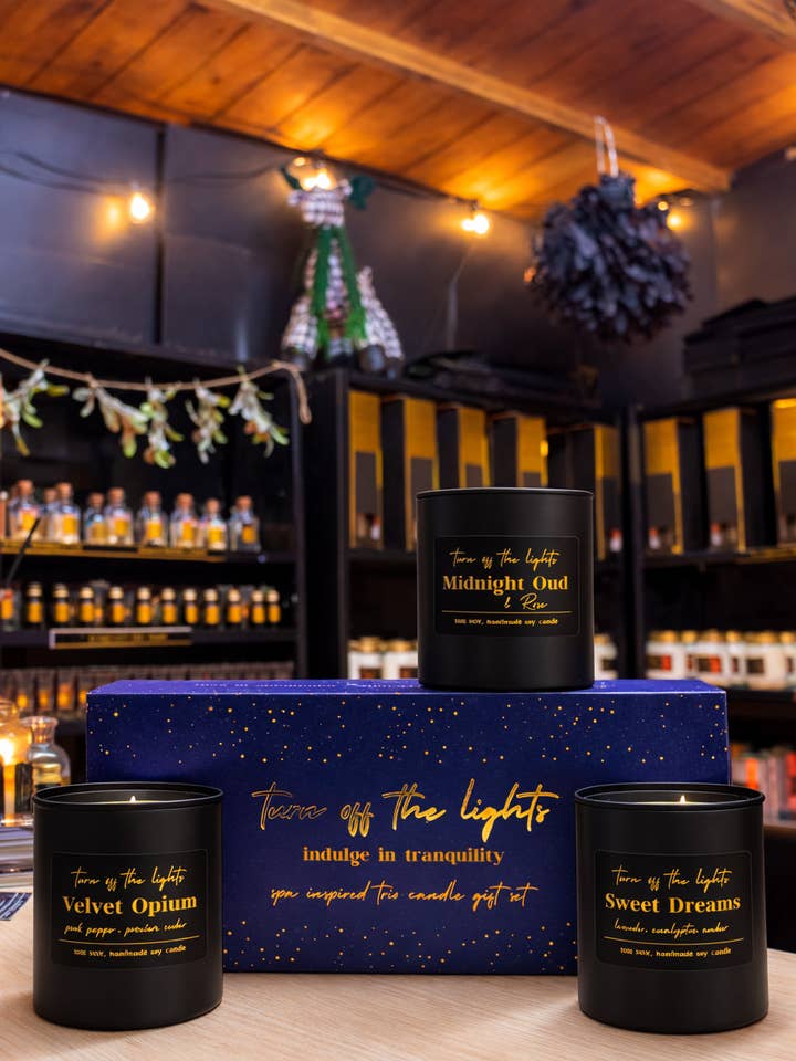 spa trio candle gift set for wholesale by Turn off the lights ltd