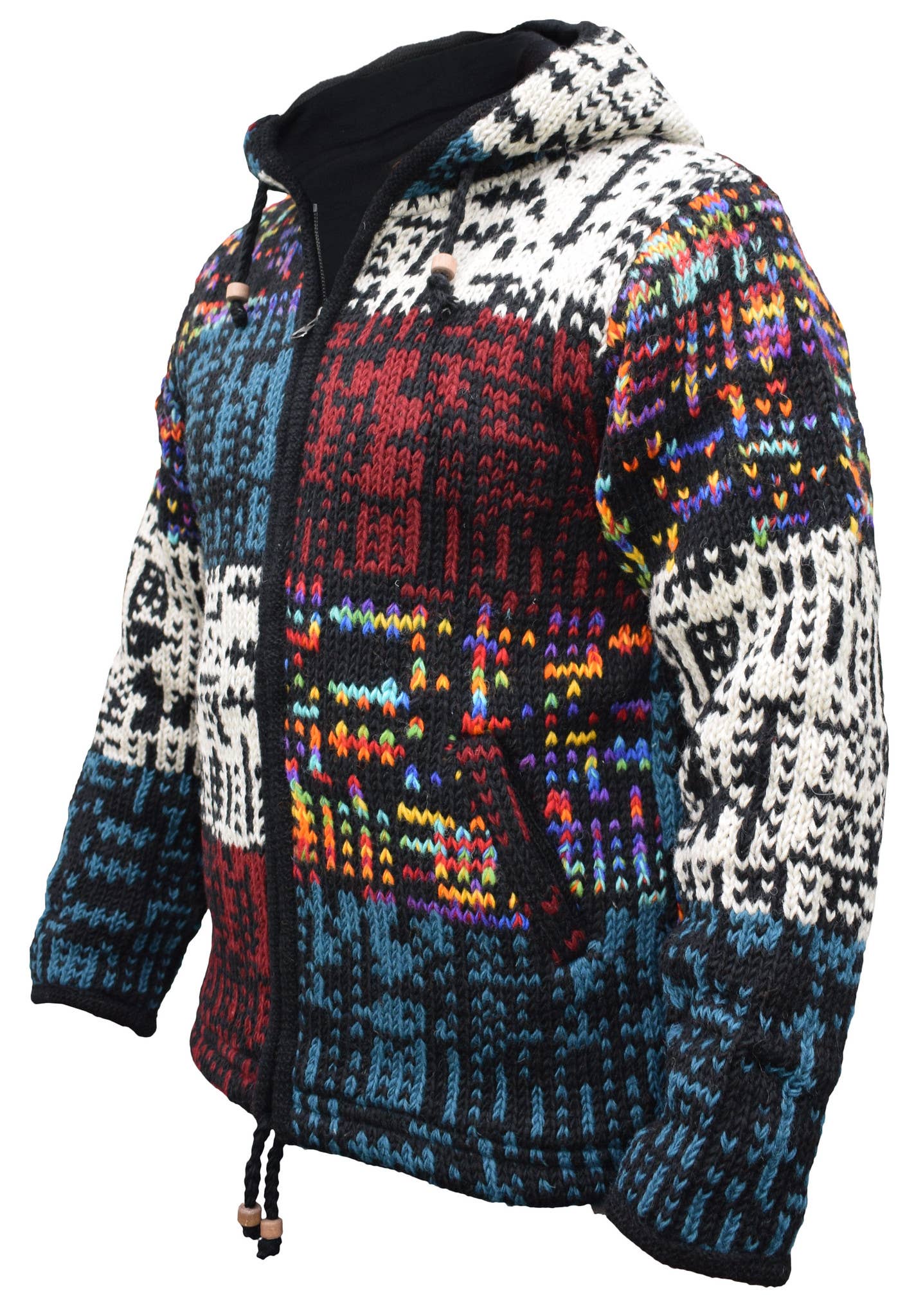 Gheri – wholesale Jacket – Unisex – Double Knitted Wooly Patchwork Fleece Lined Festive Jacket1