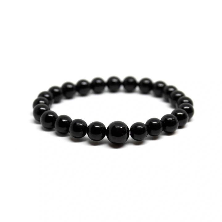 Namu Baru Inc. - Wholesale Beaded Bracelet - Black Obsidian Beaded Bracelet Wrist Mala 6mm - Large Wrist