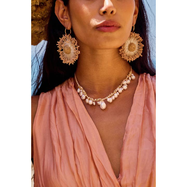 BELLISSIMA BIJOUX - Wholesale Beaded/Pearl Necklace - Elegant Braided Stainless Steel Pearl Necklace1