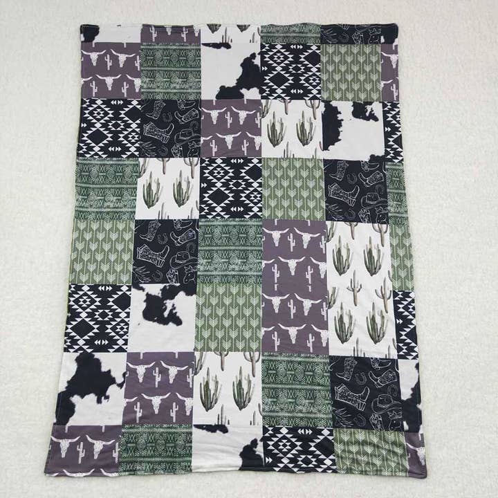 Baby Kids Cactus Cow Minky Blankets for wholesale by Aier Wholesale