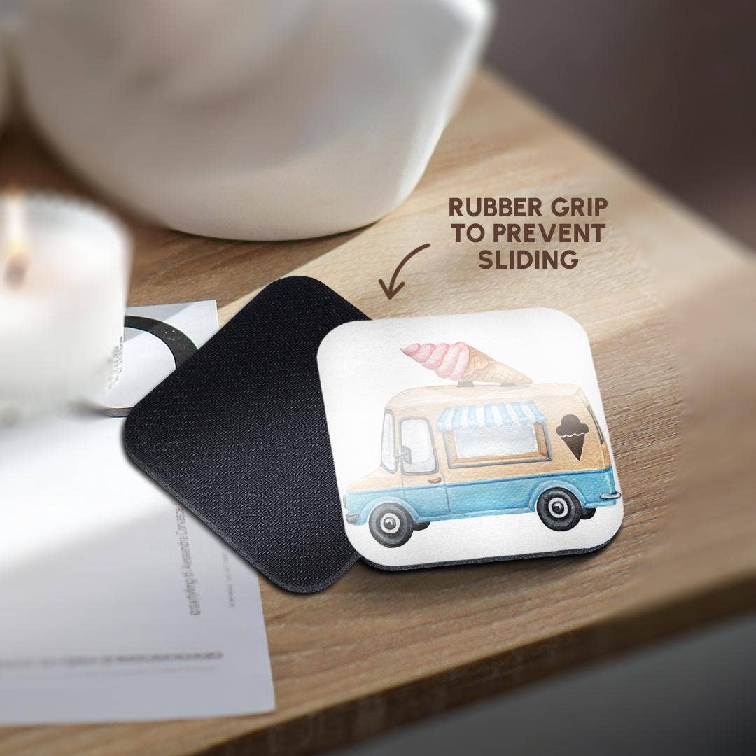 3dRose - Wholesale Coasters - 3dRose, Cute Ice Cream Truck Illustration, Coaster10