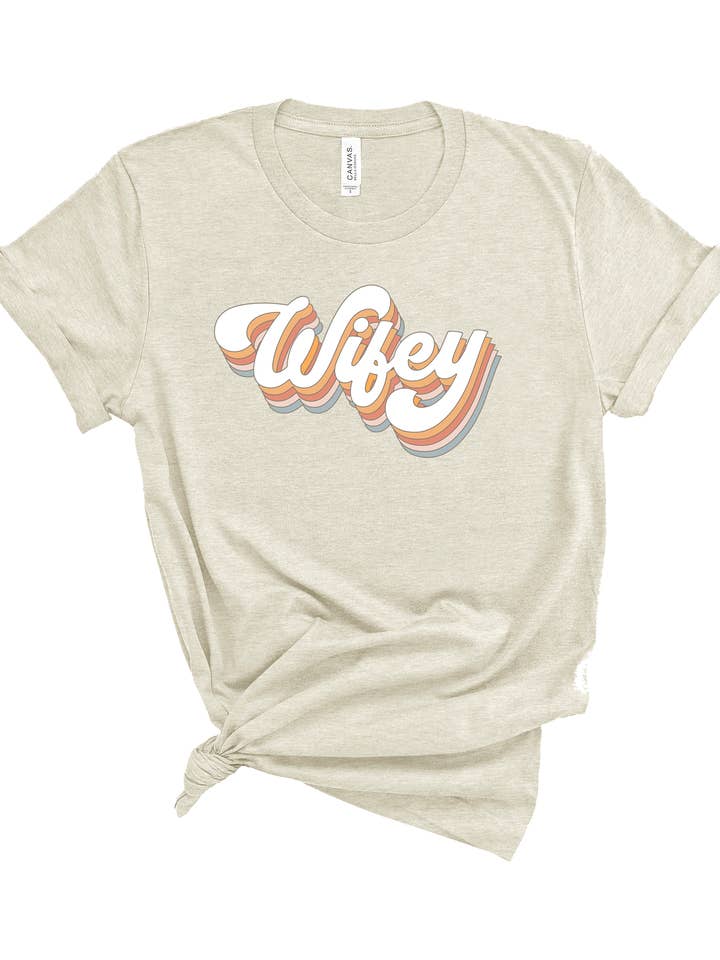 Wifey Retro Tee for wholesale by Sunday Honey
