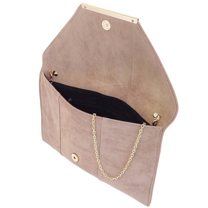 JNBFASHION.COM - Wholesale Clutch - Dames - Faux microsuède enveloptas - Goudkleurige metalen details15