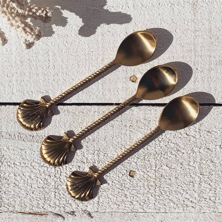 saide. - Wholesale Table spoon (cutlery) - gold clam shell teaspoon | set6