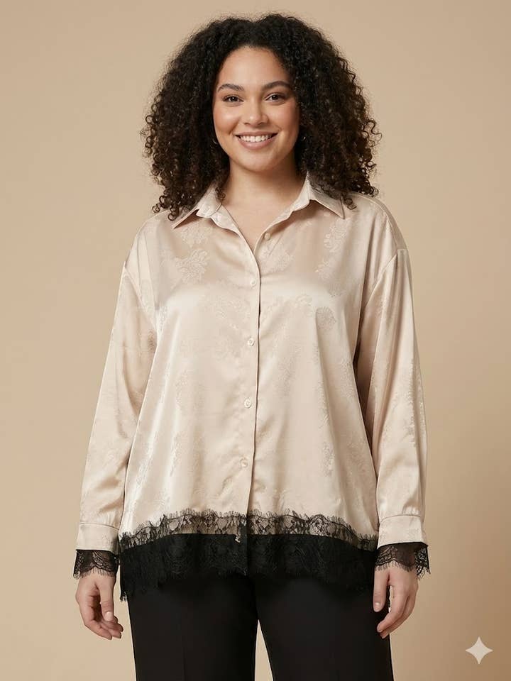 Plus Size - Elegant Satin Blouse for wholesale by C'MELODIE