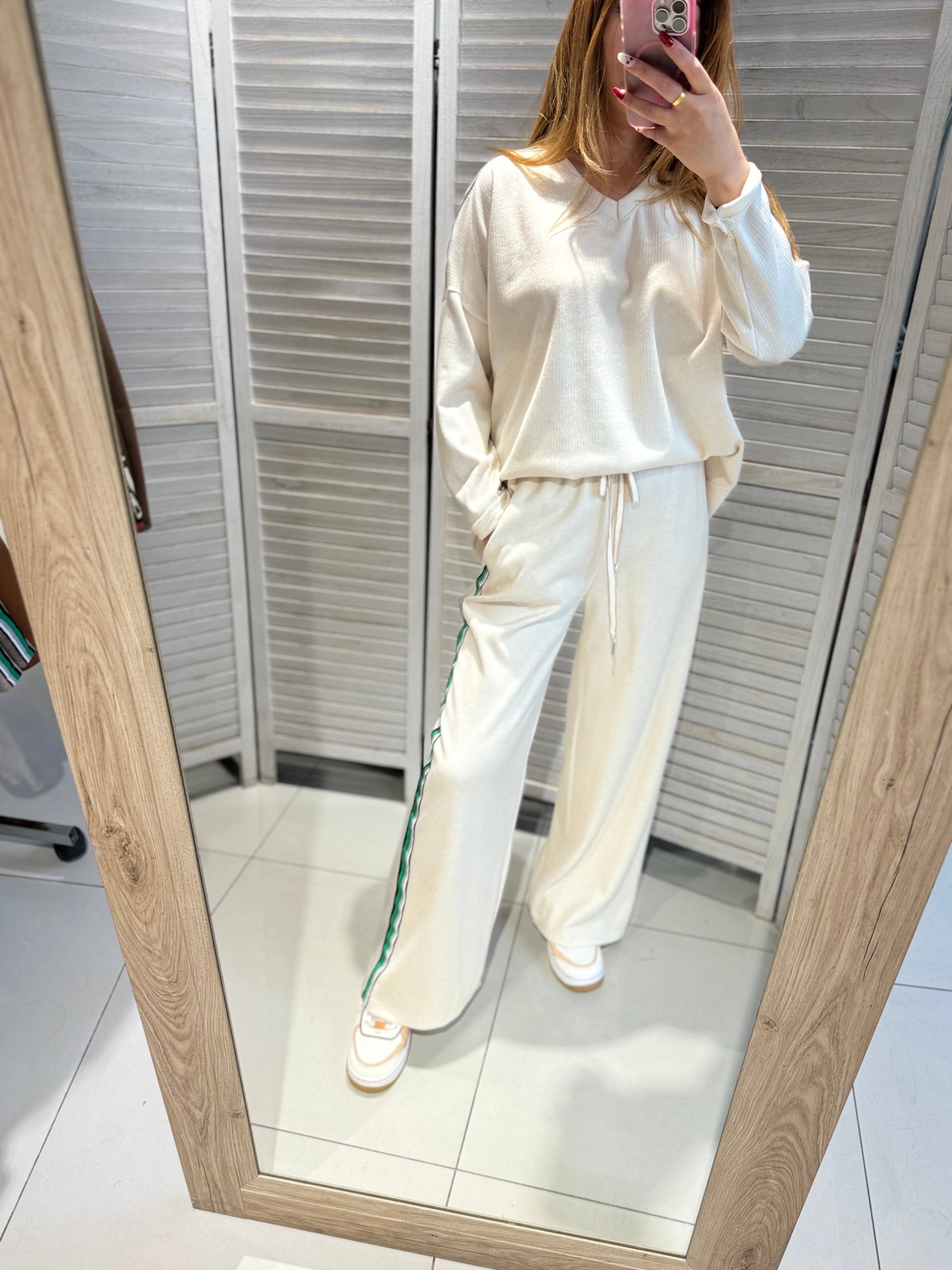 VICTORIA&ISAAC - Wholesale Tops Set - Women's - Chic Relaxation Set - Set27107 Ecru0