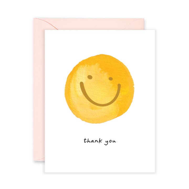 Yellow Smiley Thank You Greeting Card for wholesale by Isabella MG