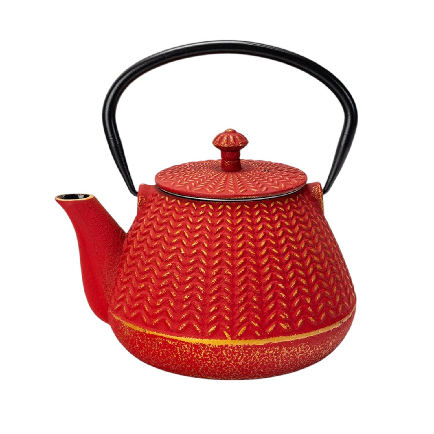 Urban Tokyo - Wholesale Tea Pot - Red Chevron Design 32oz Cast Iron Tea Pot (1/8)