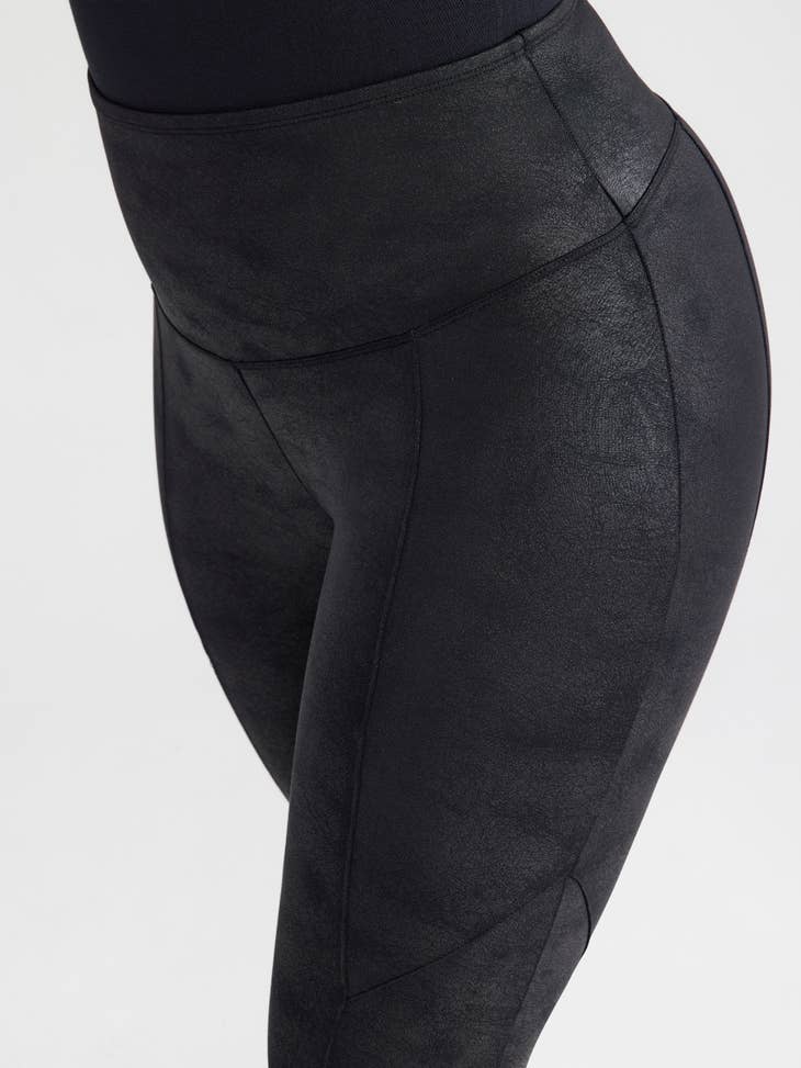 Wholesale Stretch and Shine Faux Leather Shaping Legging for your