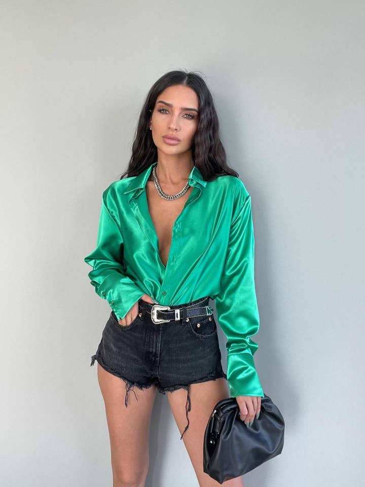 Fashion Combination - Wholesale Blouse - Women's - lapel long sleeve loose temperament button shirt15