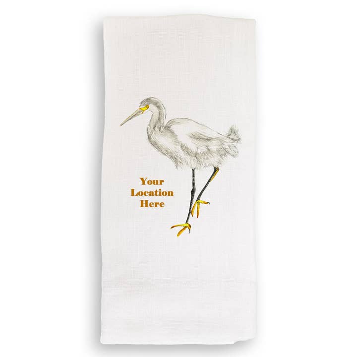 French Graffiti - Wholesale Tea Towel - Egret with Location2