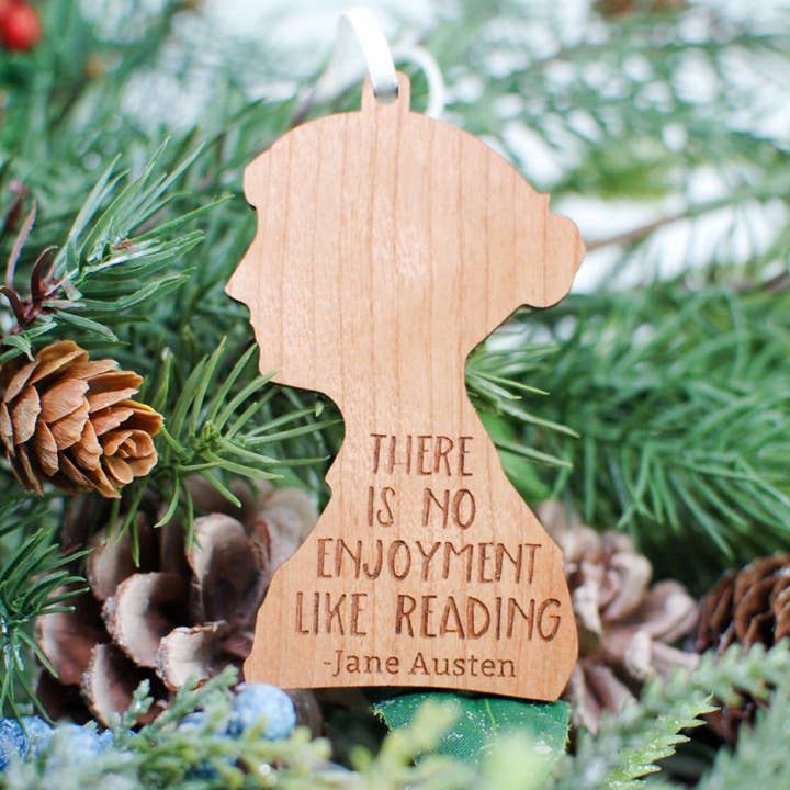 Jane Austen Wood Ornament for wholesale by Pigsey Art