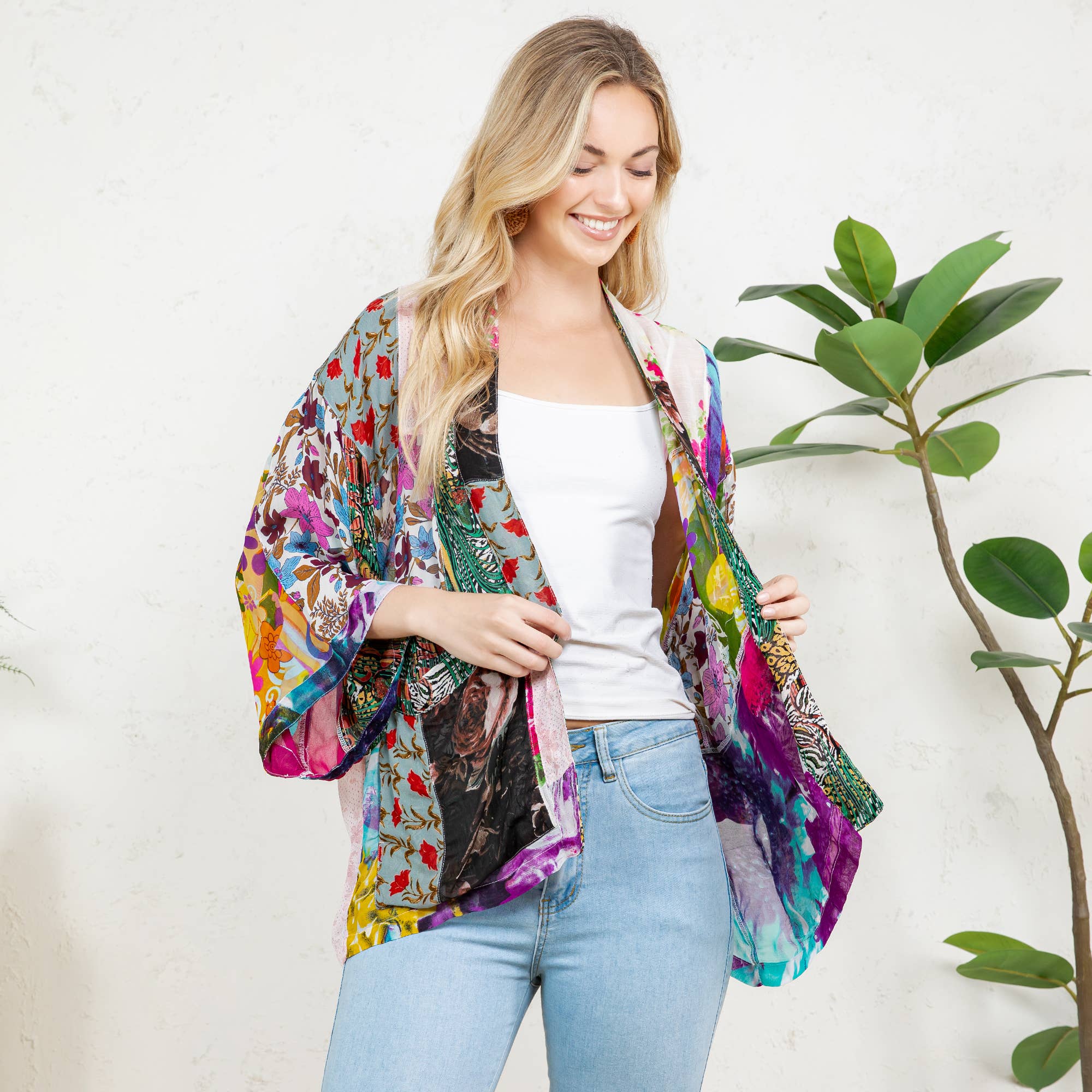 Young Threads - Wholesale Kimono - Women's - Kimono Top In Overdyed Mix N Match Patches - in 7 Color ways19