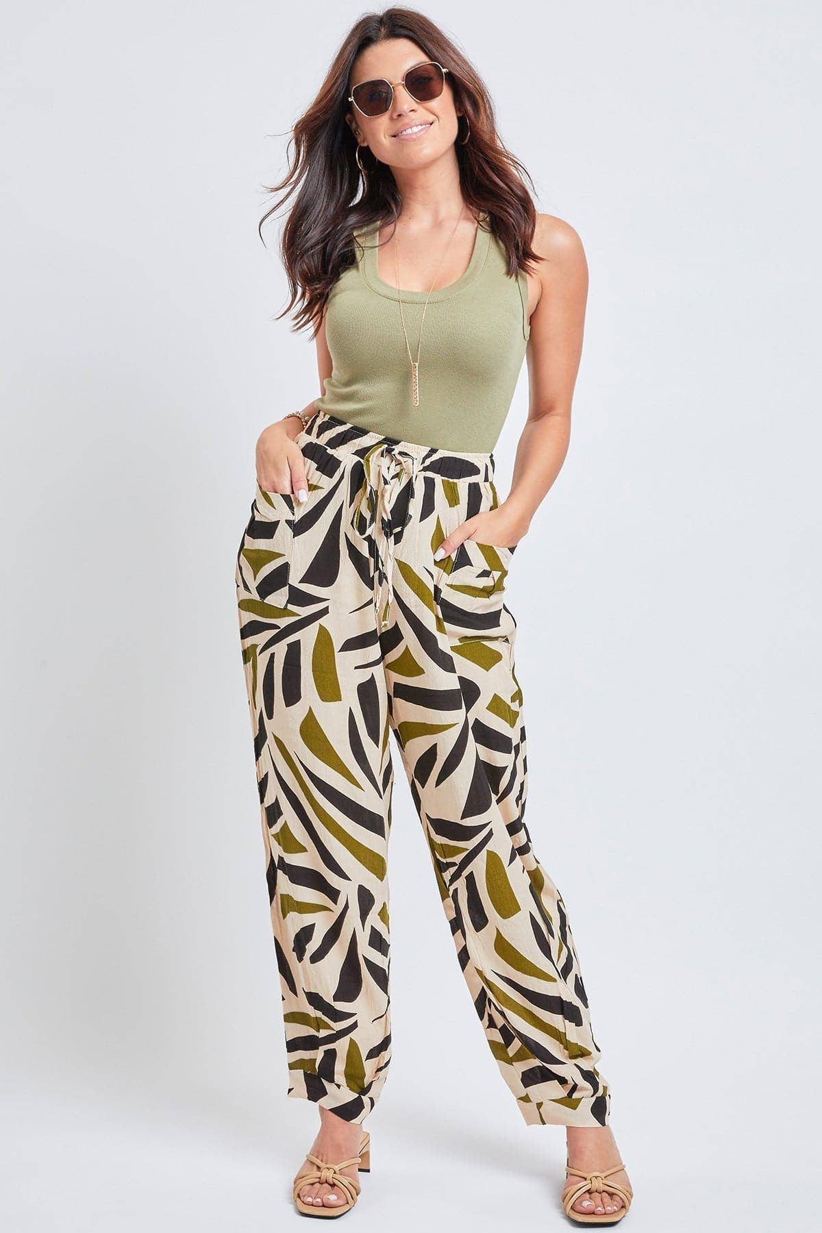 YMI - Wholesale Pants - Women's - Drawstring Wide Jogger Pant With Pleated Hem-WF1209CG0